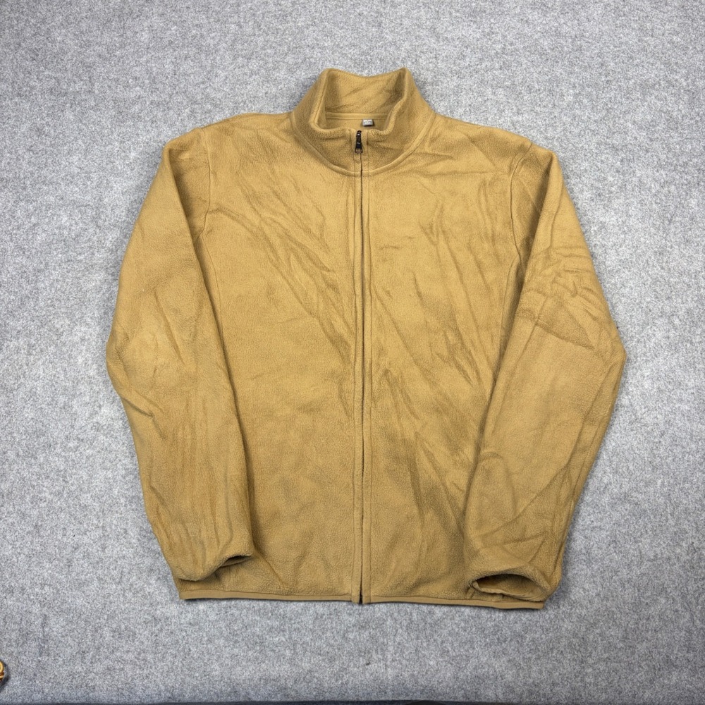 Uniqlo Mens Full Zip Fleece Jacket Tan Camel Brown Mock Neck Size M